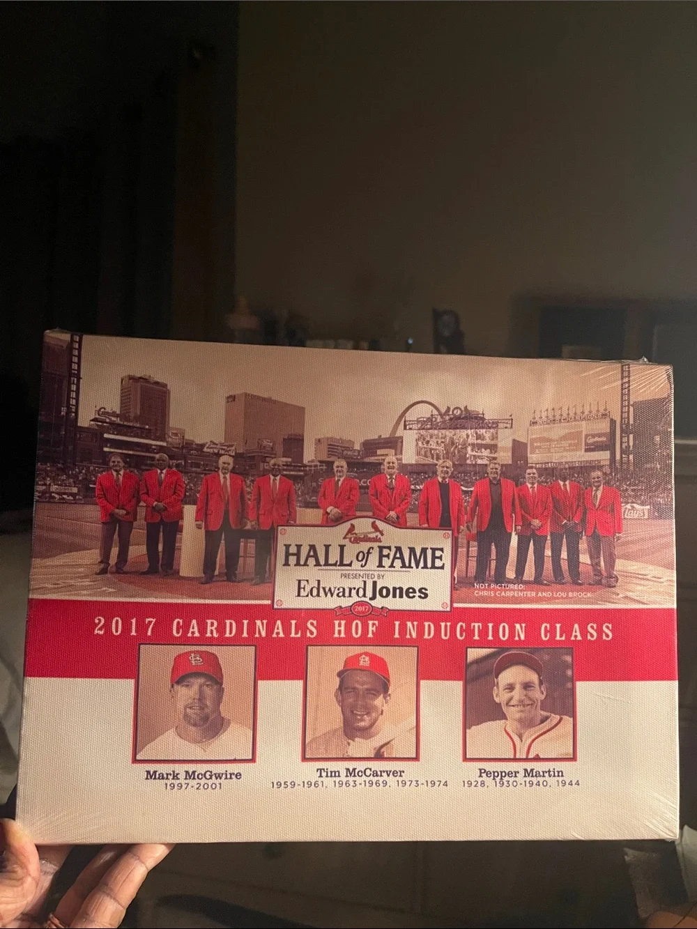 New in pkg. Hall of Fame 2017 Induction Class Poster - Red and crème/tan canvas.